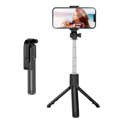 Selfie stick / 2 az 1-ben állvány Bluetooth és távirányítóval, fekete - 1
