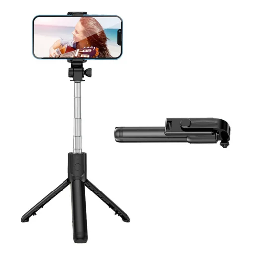 Selfie stick / 2 az 1-ben állvány Bluetooth és távirányítóval, fekete - 7