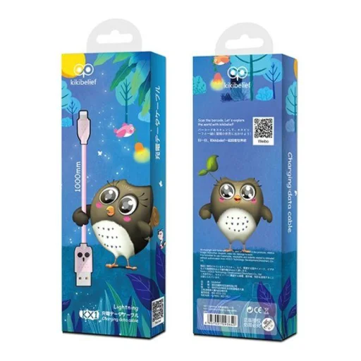 HOCO KX1 USB-A - Lightning kábel 1m, rózsaszín bagoly - 3