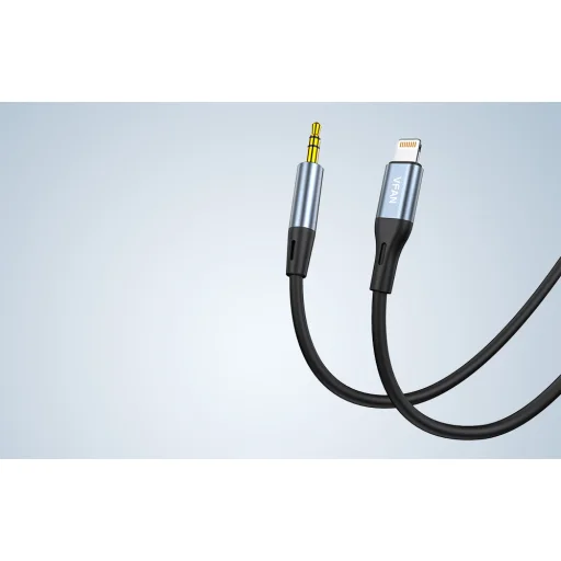 Vipfan L05 Lightning - 3.5mm-es mini jack AUX kábel, 1m (szürke) - 2