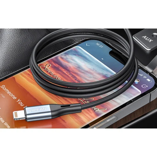 Vipfan L05 Lightning - 3.5mm-es mini jack AUX kábel, 1m (szürke) - 3