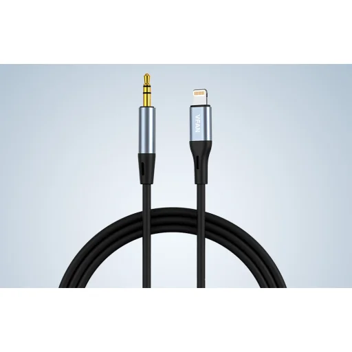 Vipfan L05 Lightning - 3.5mm-es mini jack AUX kábel, 1m (szürke) - 6