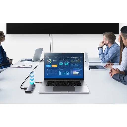 Baseus UltraJoy 7 az 1-ben USB-C HUB elosztó adapter USB-C - HDMI, 3xUSB 3.0, PD, SD/microSD (szürke) - 6