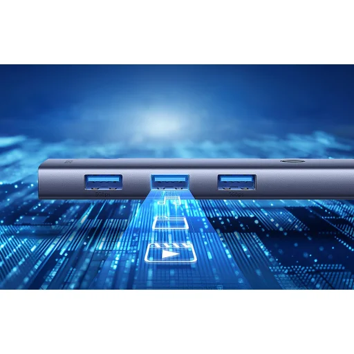 Baseus UltraJoy 7 az 1-ben USB-C HUB elosztó adapter USB-C - HDMI, 3xUSB 3.0, PD, SD/microSD (szürke) - 4