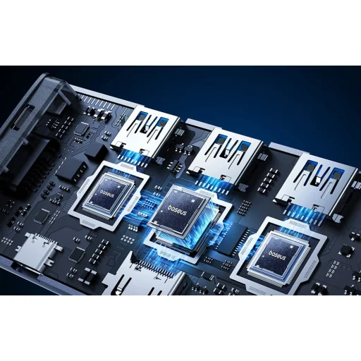 Baseus UltraJoy 7 az 1-ben USB-C HUB elosztó adapter USB-C - HDMI, 3xUSB 3.0, PD, SD/microSD (szürke) - 5