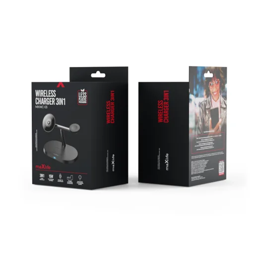 3 az 1-ben vezeték nélküli töltőállomás 15W fekete (magsafe, apple watch, airpods) Maxlife MXWC-03 - 15