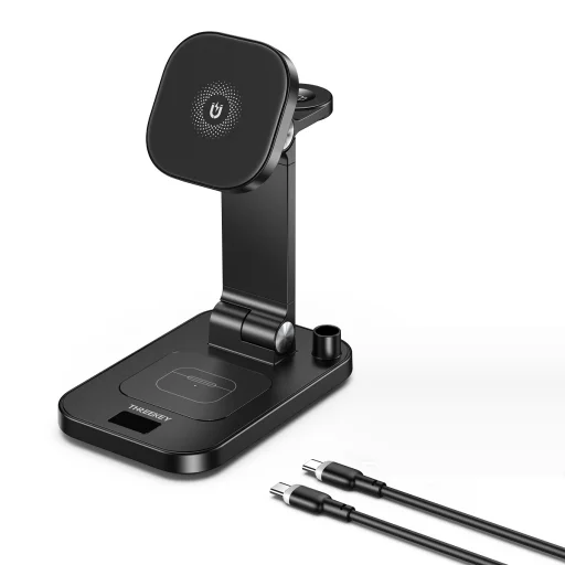 THREEKEY 4 az 1-ben vezeték nélküli töltő TK-23 15W fekete Magsafe kompatibilis - 1