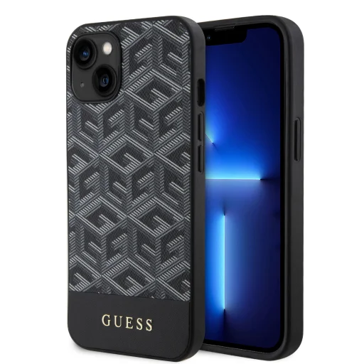 iPhone 15 Guess PU G Cube MagSafe kompatibilis telefontok fekete (GUHMP15SHGCFSEK) - 1