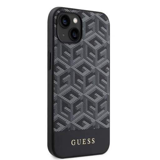 iPhone 15 Guess PU G Cube MagSafe kompatibilis telefontok fekete (GUHMP15SHGCFSEK) - 2