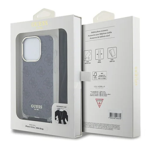 iPhone 15 Pro Max GUESS 4G IML Printed Crossbody Strap tok fekete (GUHCP15XHC4SEK) - 3