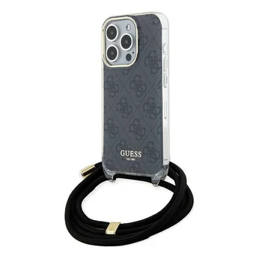 iPhone 15 Pro Max GUESS 4G IML Printed Crossbody Strap tok fekete (GUHCP15XHC4SEK) - 1