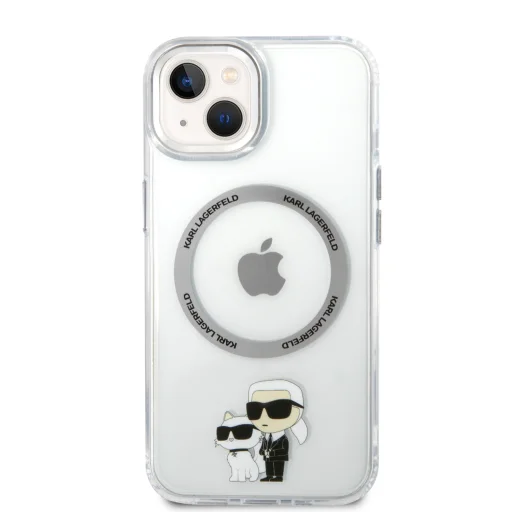  iPhone 15 Karl Lagerfeld IML Karl és Choupette NFT MagSafe kompatibilis átlátszó tok (KLHMP15SHNKCIT) - 3