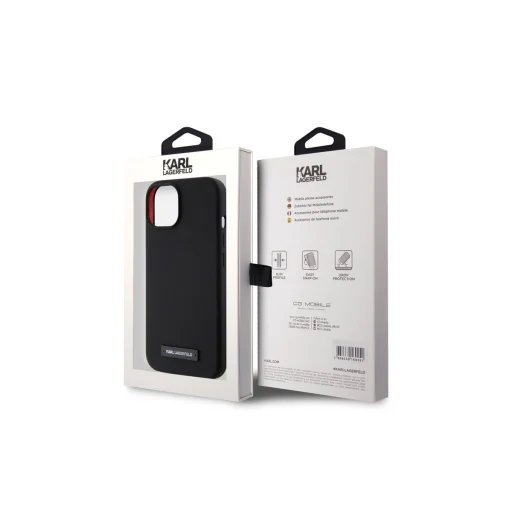  iPhone 15 Fekete Karl Lagerfeld Liquid Silicone Plaque MagSafe tok (KLHMP15SSLMP1K) - 4
