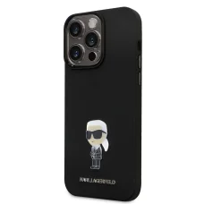  iPhone 15 Pro Fekete Karl Lagerfeld Liquid Silicone Metal Ikonik tok