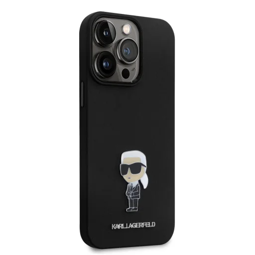  iPhone 15 Pro Fekete Karl Lagerfeld Liquid Silicone Metal Ikonik tok - 3