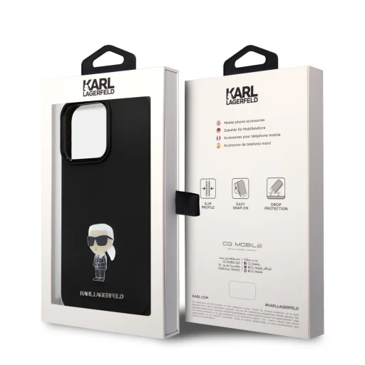 iPhone 15 Pro Fekete Karl Lagerfeld Liquid Silicone Metal Ikonik tok - 4