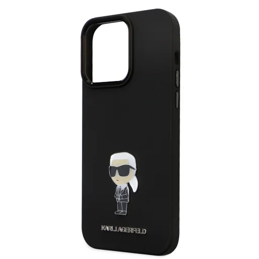  iPhone 15 Pro Fekete Karl Lagerfeld Liquid Silicone Metal Ikonik tok - 6