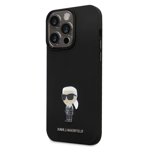  iPhone 15 Pro Fekete Karl Lagerfeld Liquid Silicone Metal Ikonik tok - 2