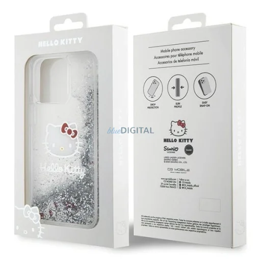 iPhone 15 Pro Max Hello Kitty Liquid Glitter Electroplating tok átlátszó - 6