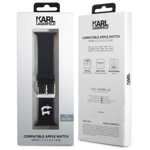 Apple Watch 42/44/45/49 mm Karl Lagerfeld Choupette Head NFT óraszíj fekete - 3