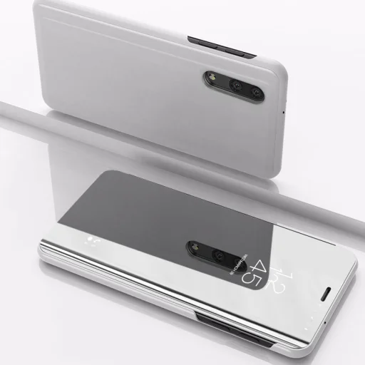 SMD Clear View fliptok Samsung A70 ezüst, mágneses hátlappal - 1