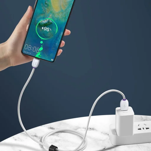 Baseus Purple Ring gyorstöltő USB Type-C kábel 40W 1m fehér - 8
