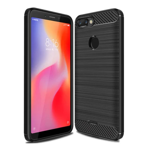 Xiaomi Redmi 6 Szénszál mintájú TPU tok fekete - 1