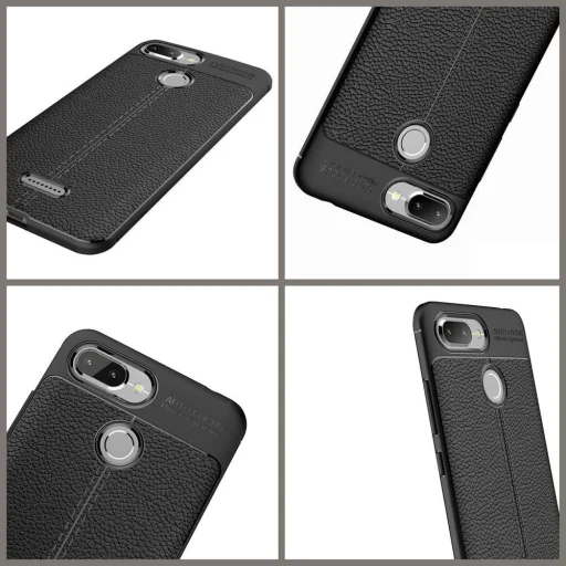 Litchi mintázatú flexibilis TPU tok Xiaomi Redmi 6 fekete - 6