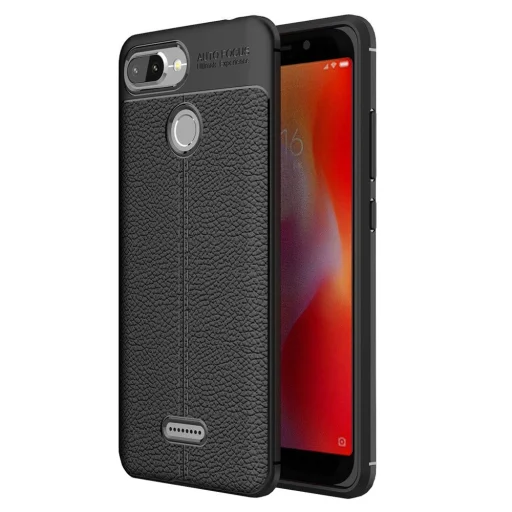 Litchi mintázatú flexibilis TPU tok Xiaomi Redmi 6 fekete - 1