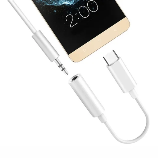 USB Type-C - 3.5 mm Jack audio átalakító adapter fehér színben - 7