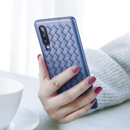 Baseus fonott textúrájú TPU tok Huawei P30 tok kék színben - 8