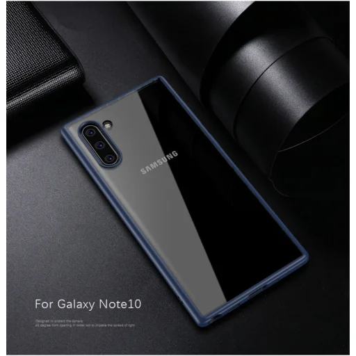 SMD Samsung Galaxy Note 10 Hybrid áttetsző tok kék kerettel, erősített ütésálló kerettel - 1