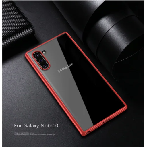 SMD Samsung Galaxy Note 10 Hybrid áttetsző tok piros kerettel, erősített ütésálló kerettel - 1