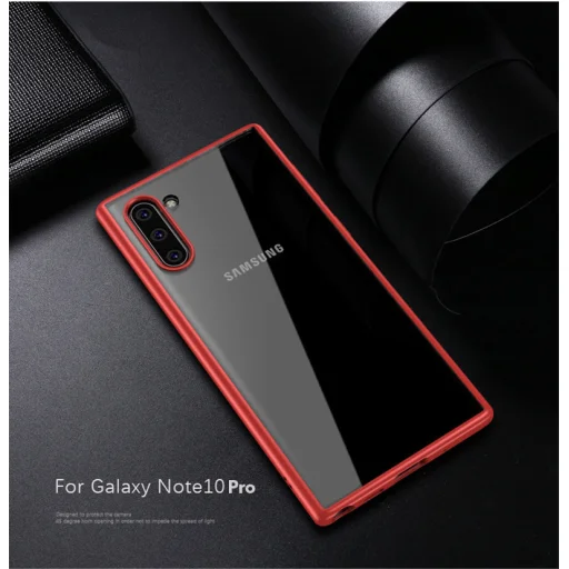 SMD Samsung Galaxy Note 10+ Plus Hybrid áttetsző tok piros kerettel, erősített ütésálló kerettel - 1