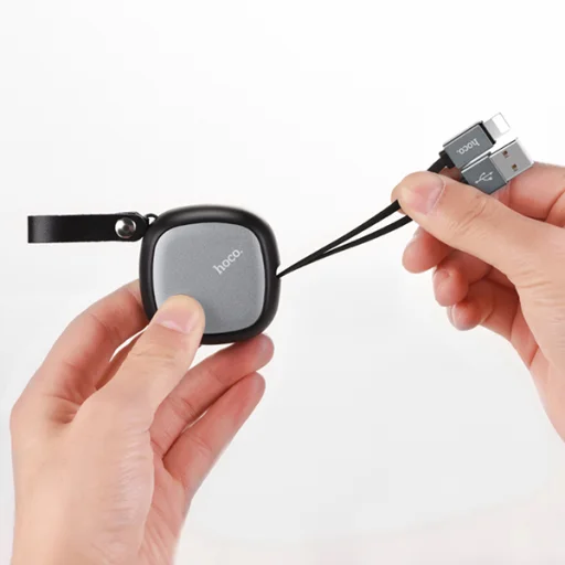 Hoco visszahúzható USB - Lightning kábel fekete - 2