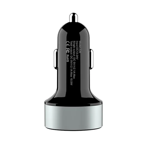 Hoco Szivargyújtós autós töltő 2 USB aljzattal fehér - 3