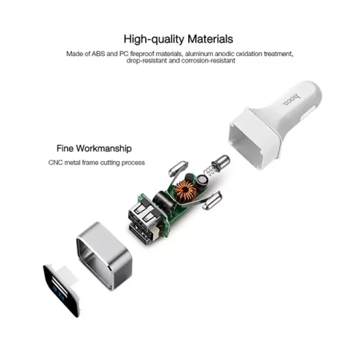 Hoco Z3 szivargyújtós autós töltő 2xUSB 3,1A fehér - 2