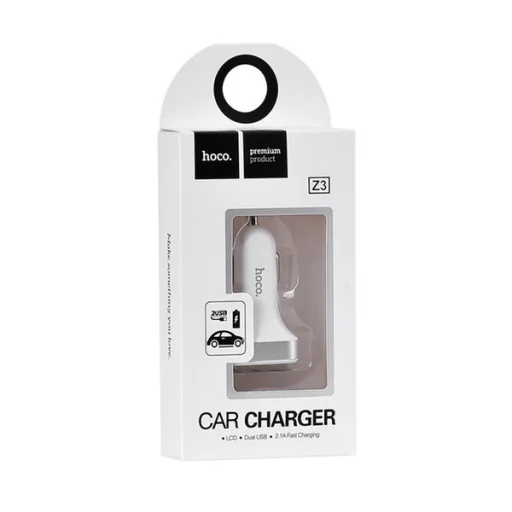 Hoco Z3 szivargyújtós autós töltő 2xUSB 3,1A fehér - 12