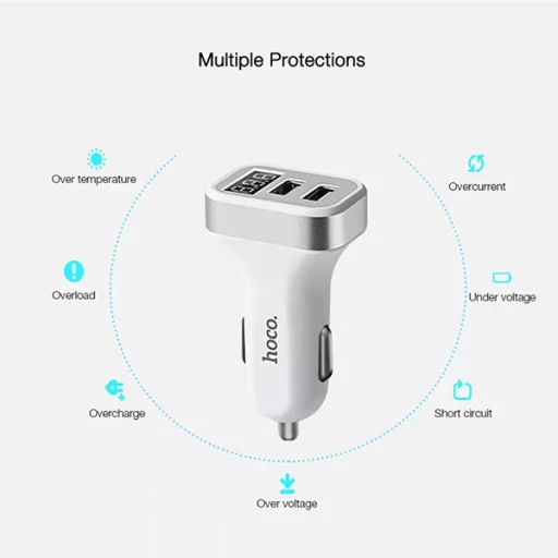 Hoco Z3 szivargyújtós autós töltő 2xUSB 3,1A fehér - 5
