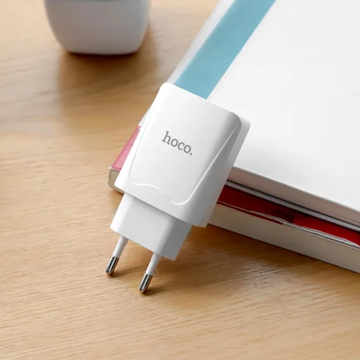 Hoco hálózati, USB fali töltő adapter 2xUSB csatlakozóval 2,1A fehér - 6