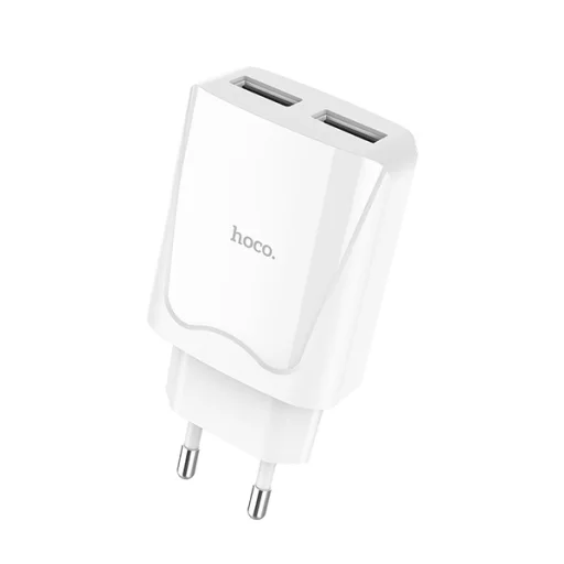 Hoco hálózati, USB fali töltő adapter 2xUSB csatlakozóval 2,1A fehér - 1