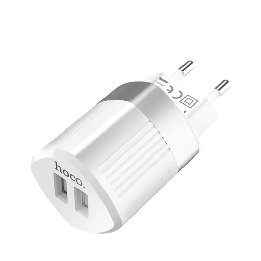 Hoco hálózati, USB fali töltő adapter 2xUSB csatlakozóval 2,4A fehér - 3