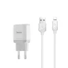 Hoco hálózati, USB fali töltő adapter Lightning kábellel USB csatlakozóval 2,4A fehér thumbnail