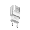 Hoco hálózati, USB fali töltő adapter 2xUSB csatlakozóval 2,1A ezüst thumbnail