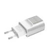 Hoco hálózati, USB fali töltő adapter 2xUSB csatlakozóval 2,1A ezüst thumbnail