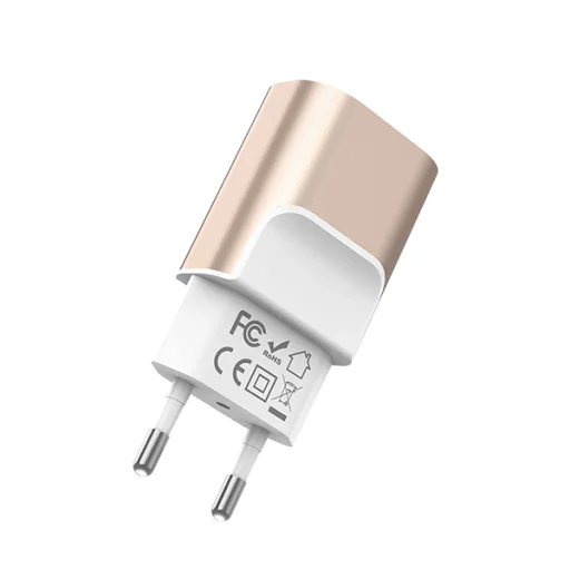 Hoco hálózati, USB fali töltő adapter 2xUSB csatlakozóval 2,1A arany - 2