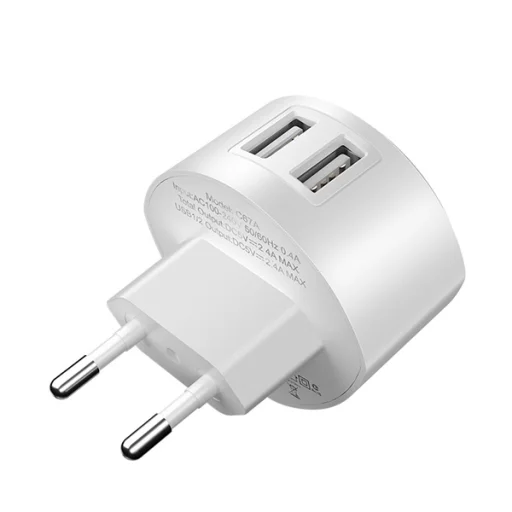 Hoco hálózati, USB fali töltő adapter 2xUSB csatlakozóval 2,4A ezüst - 3