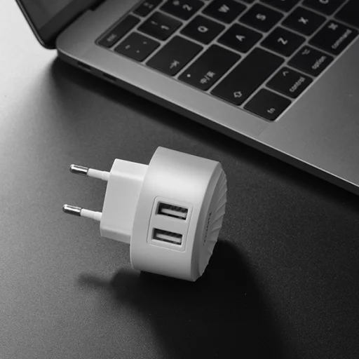 Hoco hálózati, USB fali töltő adapter 2xUSB csatlakozóval 2,4A ezüst - 4