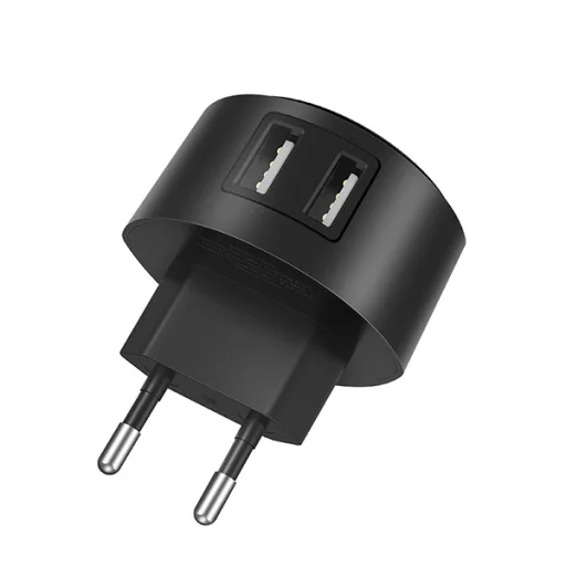 Hoco C67A hálózati, USB fali töltő adapter 2xUSB csatlakozóval 2,4A fekete - 4