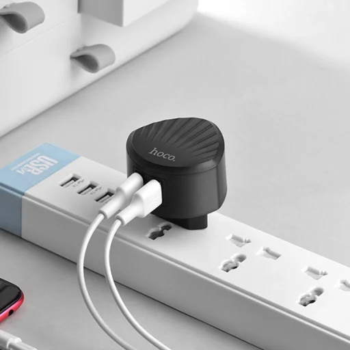 Hoco C67A hálózati, USB fali töltő adapter 2xUSB csatlakozóval 2,4A fekete - 5